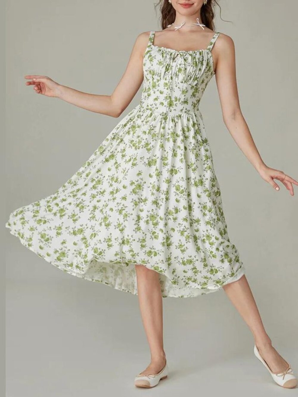 NEW Scarlet Darkness Hottest Floral Milkmaid Sundress green smocked peasant M